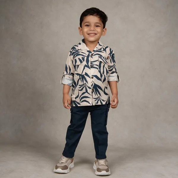 Navy_Printed_Shirt_And_Trousers_Set_For_Boys