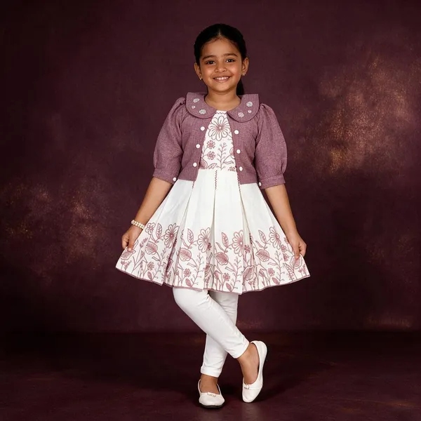 Pink_Floral_Fit_And_Flare_Dress_Set_For_Girls