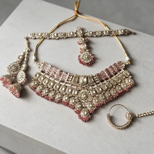 Gold_Red_Kundan_Choker_Bridal_Jewellery_Set_For_Women
