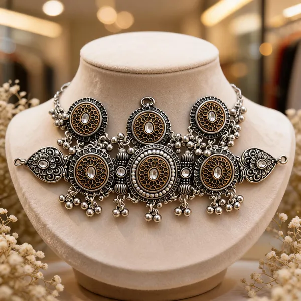 Silver_Oxidised_Brass_Antique_Choker_Necklace_For_Women