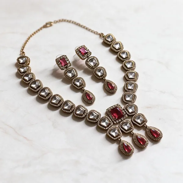 Red_Brass_Antique_Gold_Tone_Stone_Studded_Necklace_Earrings_Set_For_Women