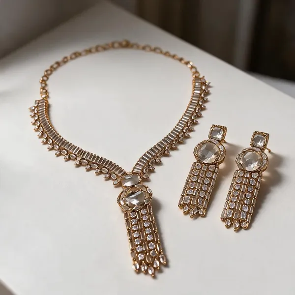 White_Mehendi_Polish_Ad_Stone_Studded_Necklace_Set_For_Women