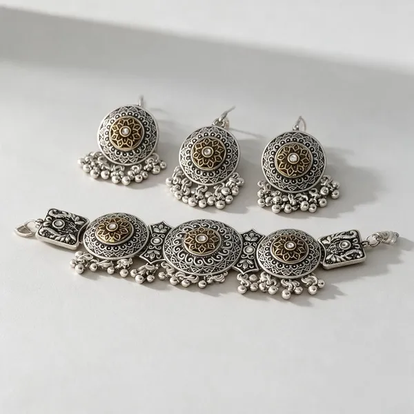 Silver_Oxidised_Filigree_Floral_Necklace_&_Earrings_Set_For_Women