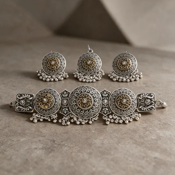 Silver_Oxidised_Filigree_Floral_Necklace_&_Earrings_Set_For_Women