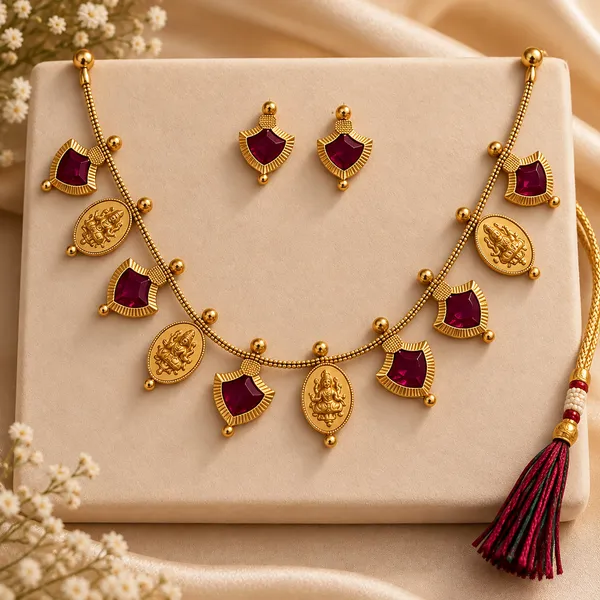 Gold_Maroon_Alloy_Artificial_Stone_Traditional_Necklace_Set_For_Women