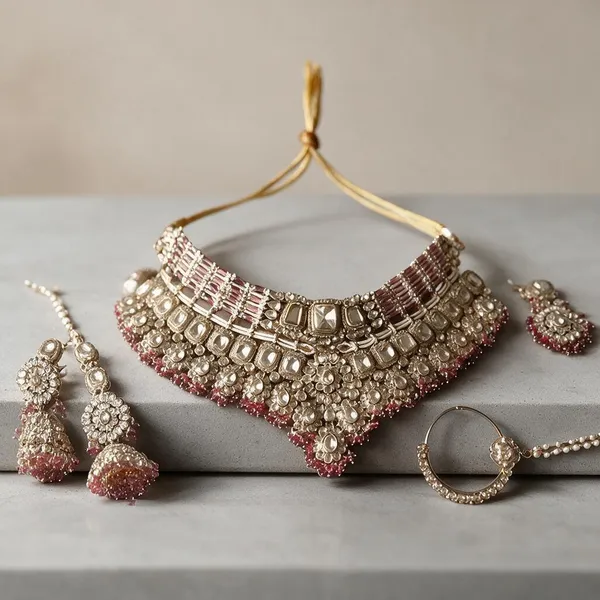 Gold_Red_Kundan_Choker_Bridal_Jewellery_Set_For_Women