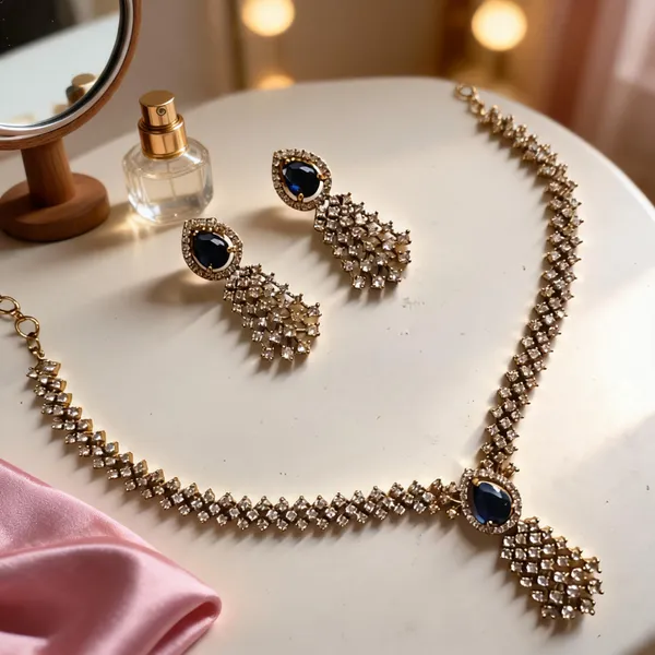 Blue_Gold-Tone_Ad_Teardrop_Stone_Necklace_Set_For_Women