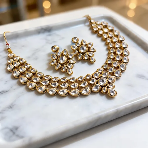 White_Gold_Tone_Kundan_Teardrop_Floral_Necklace_Set_For_Women