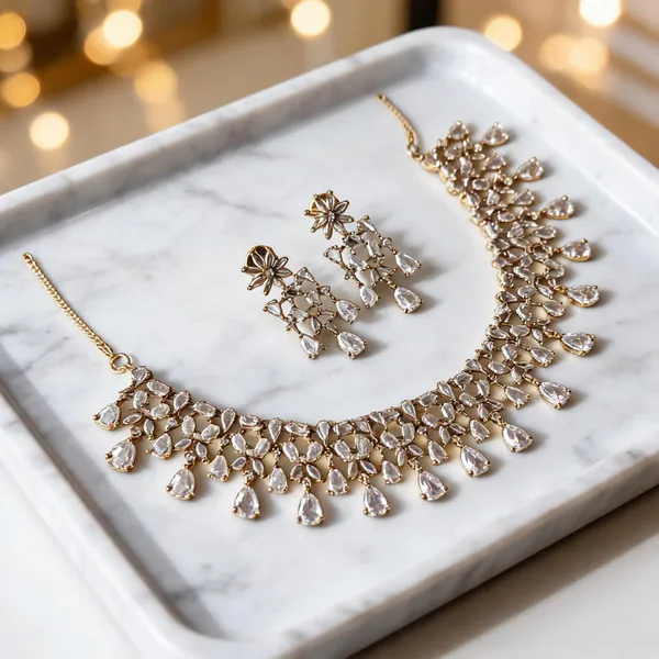 White_Mehendi_Polish_Ad_Floral_Statement_Necklace_Set_For_Women