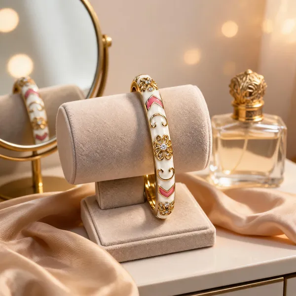 Gold_White_Brass_Enamel_Floral_Bangle_For_Women