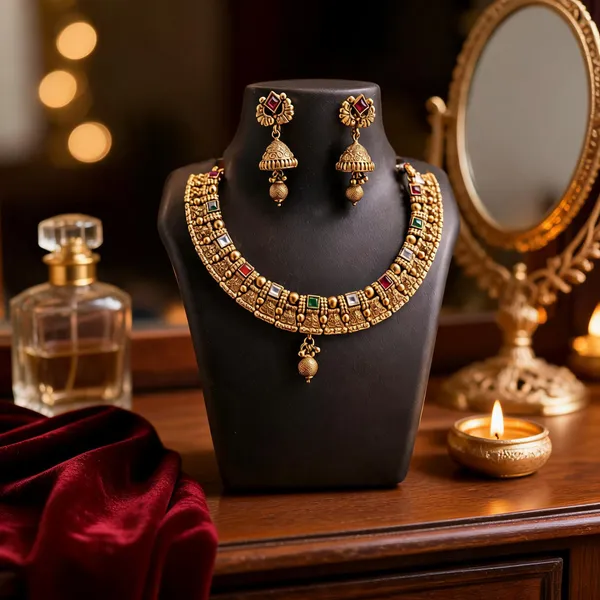 Red_Green_Copper_Gold_Tone_Traditional_Necklace_Earrings_Set_For_Women