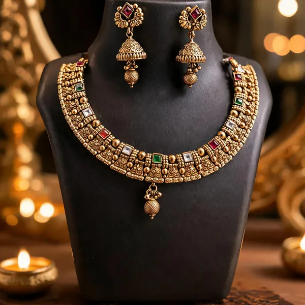 Red_Green_Copper_Gold_Tone_Traditional_Necklace_Earrings_Set_For_Women