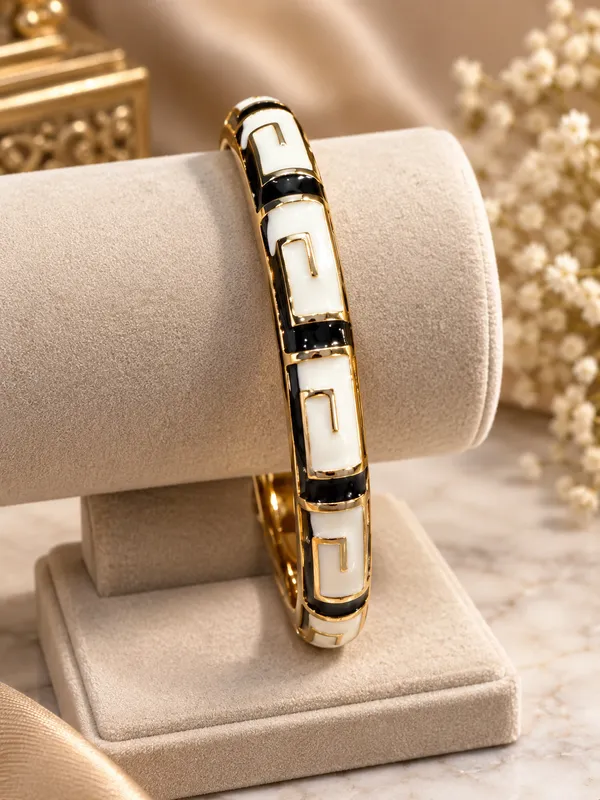 Black_White_Brass_Gold-Tone_Geometric_Enamel_Bangle_For_Women_-_Pack_Of_2