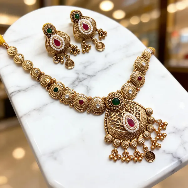 Gold_Copper_Traditional_Ethnic_Necklace_Set_For_Women