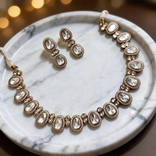 Gold_Brass_Gold-Tone_Oval_Moissanite_Stone_Necklace_Set_For_Women