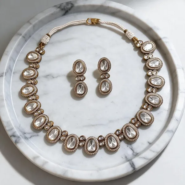 Gold_Brass_Gold-Tone_Oval_Moissanite_Stone_Necklace_Set_For_Women