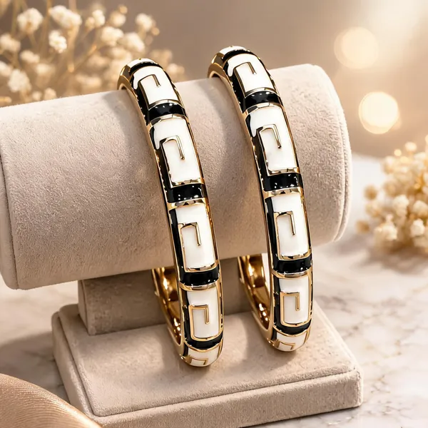 Black_White_Brass_Gold-Tone_Geometric_Enamel_Bangle_For_Women_-_Pack_Of_2