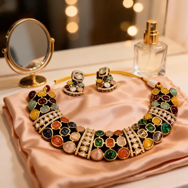 Multicolor_Brass_Traditional_Turkish_Stone_Necklace_Earrings_Set_For_Women