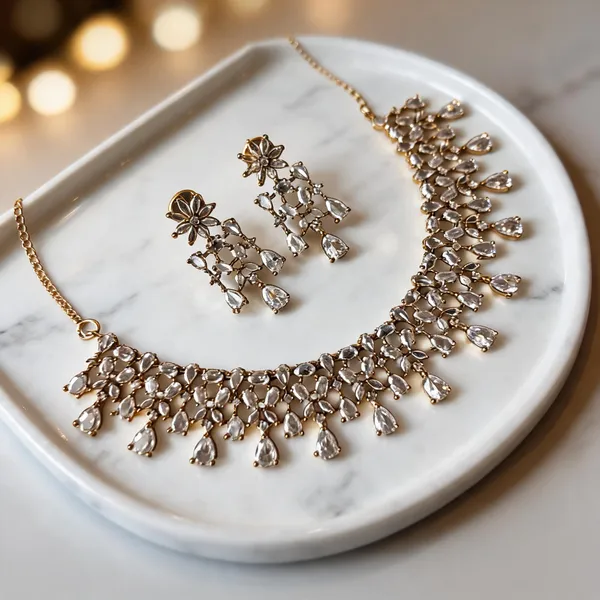 Gold_Ad_Layered_Floral_Teardrop_Necklace_Set_For_Women
