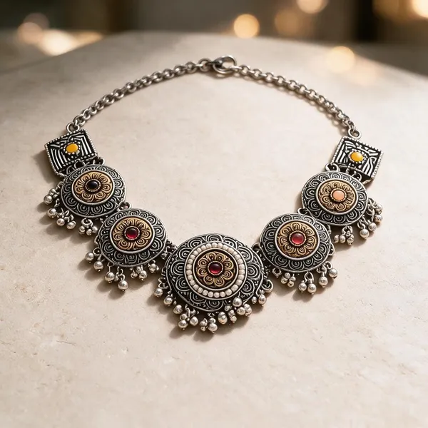 Silver_Oxidised_Metal_Floral_Statement_Necklace_Set_For_Women