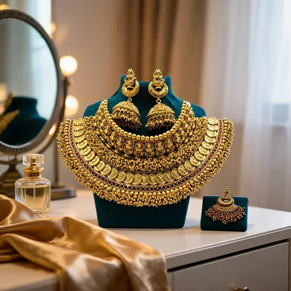 Gold_Brass_Temple_Style_Choker_Bridal_Jewellery_Set_For_Women
