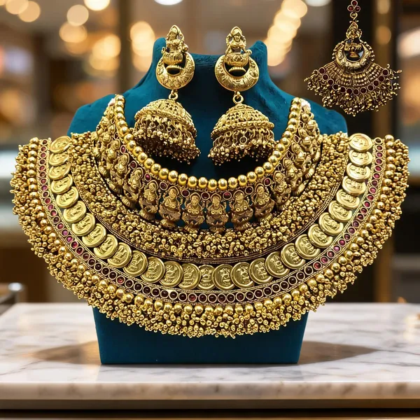 Gold_Brass_Temple_Style_Choker_Bridal_Jewellery_Set_For_Women