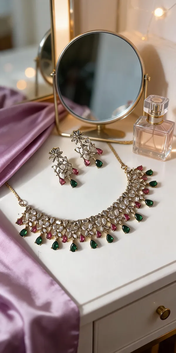 Green_Pink_Mehendi_Polish_Ad_Stone_Necklace_Set_For_Women