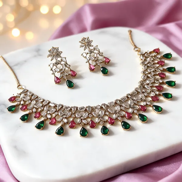 Green_Pink_Mehendi_Polish_Ad_Stone_Necklace_Set_For_Women