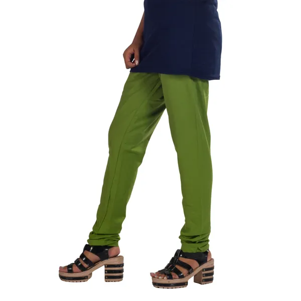 Mehendi_Green_Cotton_Gathered_Chudidar_Pant_For_Women
