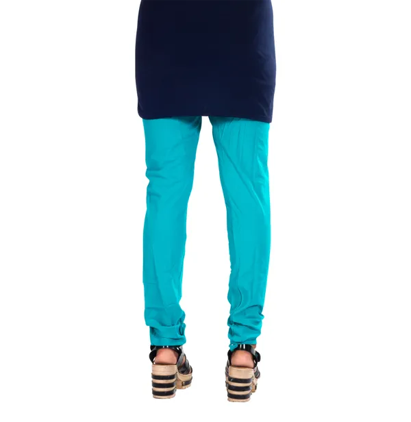 Turquoise_Cotton_Gathered_Chudidar_Pant_For_Women