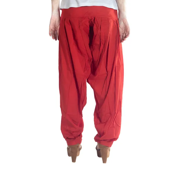 Red_Cotton_Loose_Fit_Patiala_Pant_For_Women