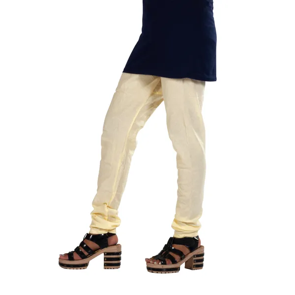 Cream_Cotton_Gathered_Chudidar_Pant_For_Women