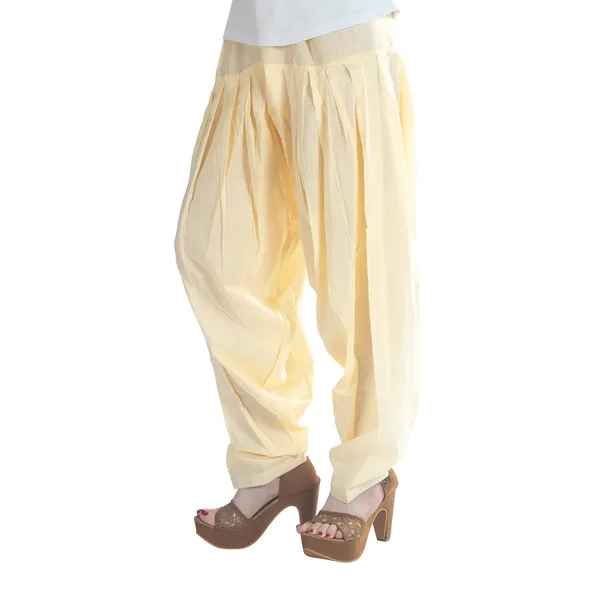 Cream_Cotton_Loose_Fit_Patiala_Pant_For_Women