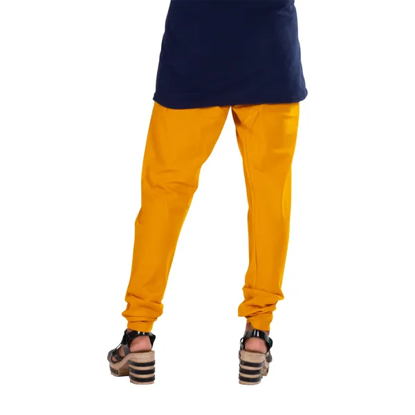 Mustard_Cotton_Gathered_Chudidar_Pant_For_Women