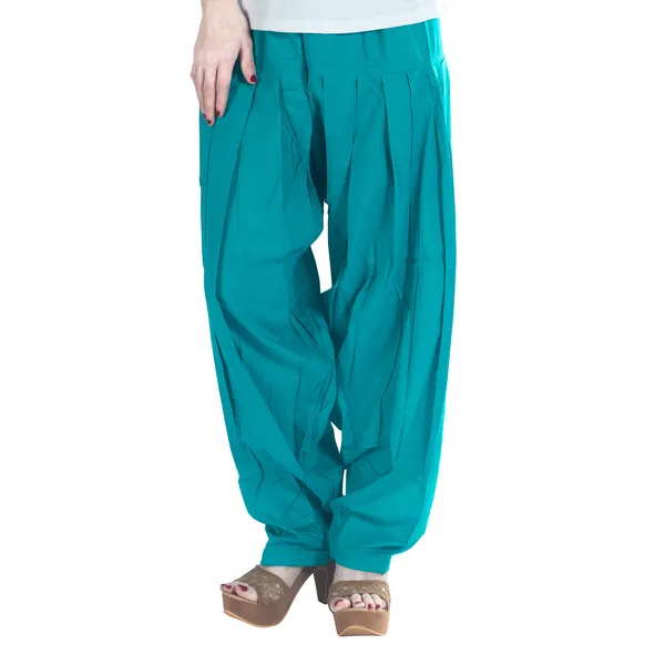 Turquoise_Cotton_Loose_Fit_Patiala_Pant_For_Women