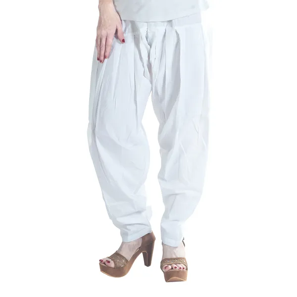 White_Cotton_Loose_Fit_Patiala_Pant_For_Women