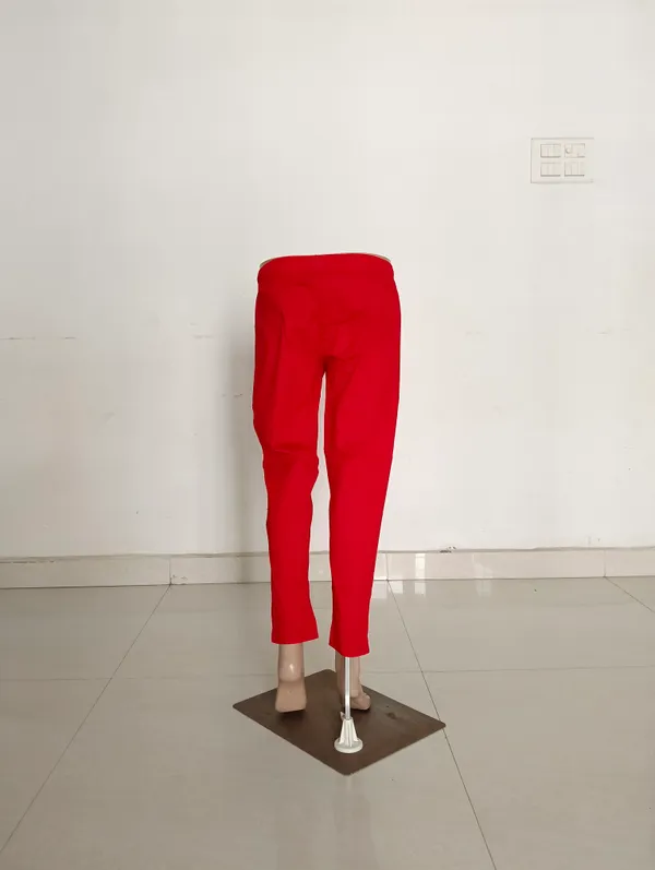 Red_Cotton_Lycra_Straight_Kurti_Pant_For_Women