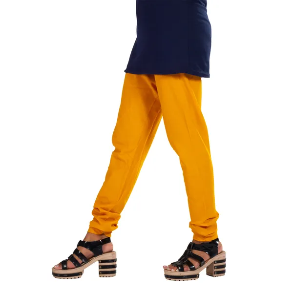 Mustard_Cotton_Gathered_Chudidar_Pant_For_Women