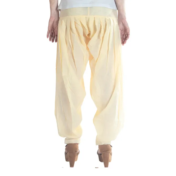 Cream_Cotton_Loose_Fit_Patiala_Pant_For_Women