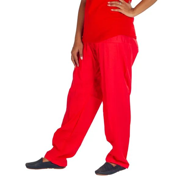 Red_Cotton_Relaxed_Fit_Salwar_Pant_For_Women