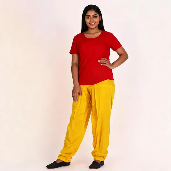 Golden_Yellow_Cotton_Relaxed_Fit_Salwar_Pant_For_Women