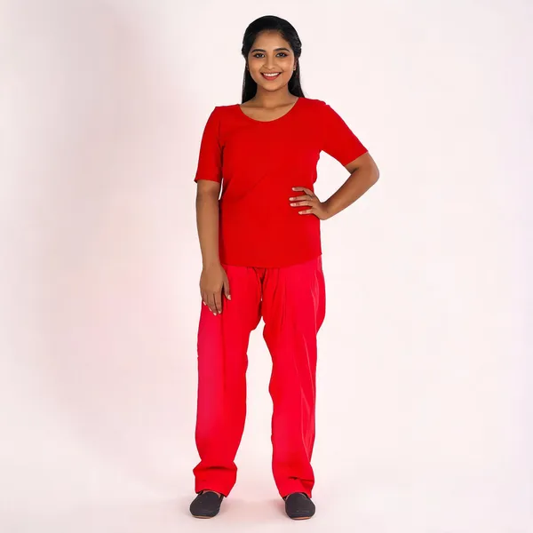 Red_Cotton_Relaxed_Fit_Salwar_Pant_For_Women
