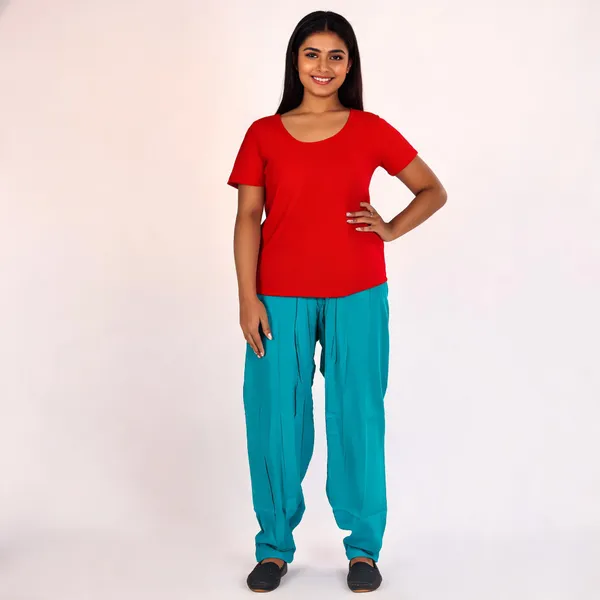 Turquoise_Cotton_Relaxed_Fit_Salwar_Pant_For_Women