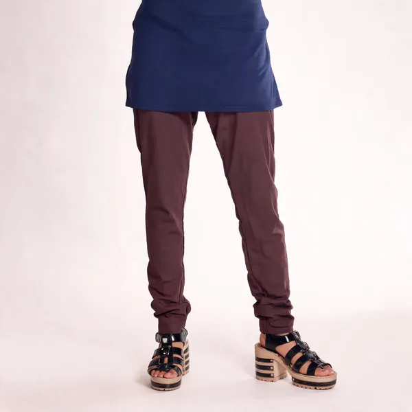 Brown_Cotton_Gathered_Chudidar_Pant_For_Women