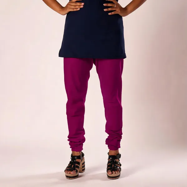 Purple_Cotton_Gathered_Chudidar_Pant_For_Women