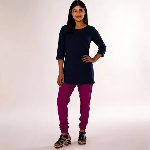 Purple_Cotton_Gathered_Chudidar_Pant_For_Women