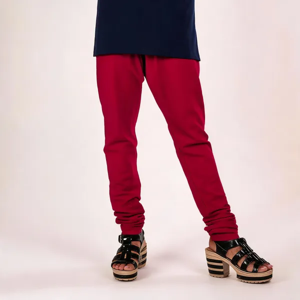Maroon_Cotton_Gathered_Chudidar_Pant_For_Women