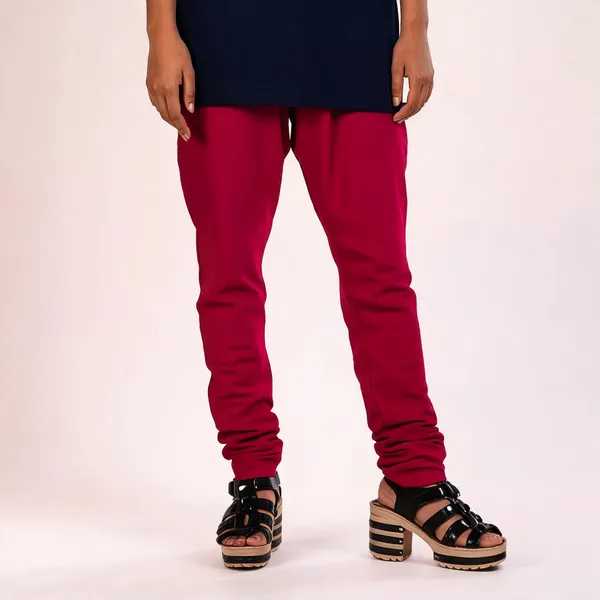 Maroon_Cotton_Gathered_Chudidar_Pant_For_Women