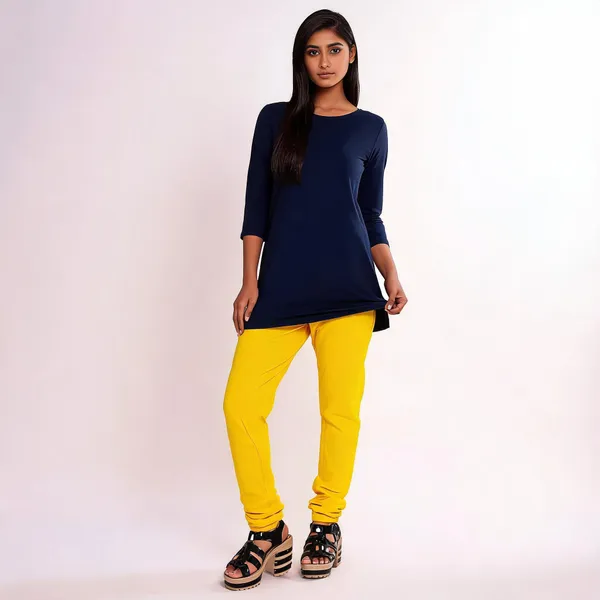 Golden_Yellow_Cotton_Gathered_Chudidar_Pant_For_Women