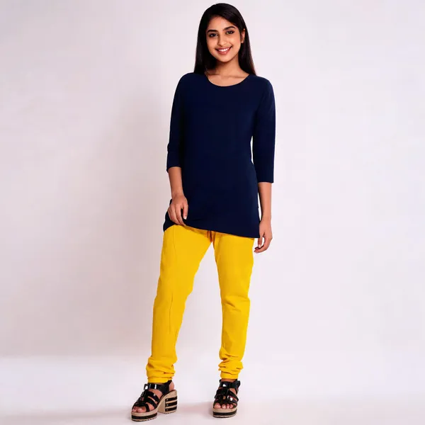 Golden_Yellow_Cotton_Gathered_Chudidar_Pant_For_Women